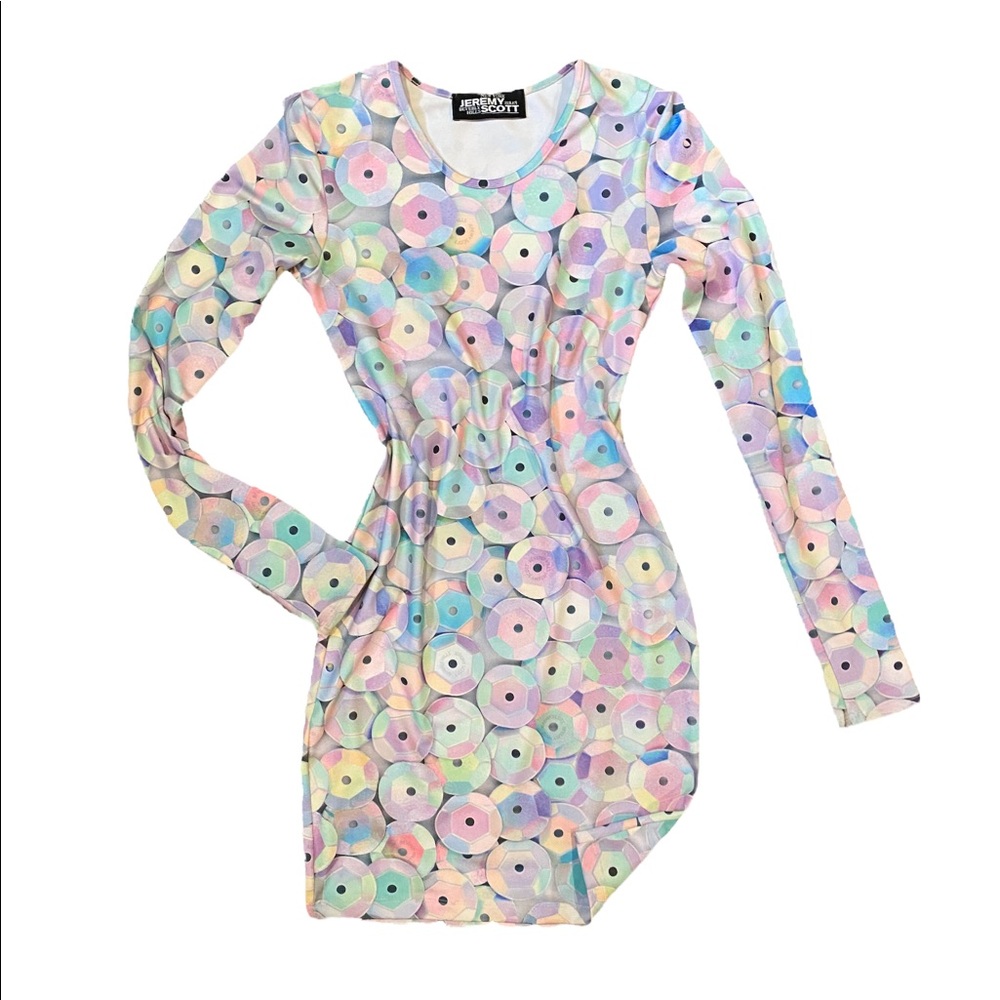 Jeremy Scott stretch sequin print dress